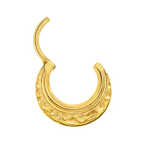 16g PVD Gold Hammered Steel Septum Clicker