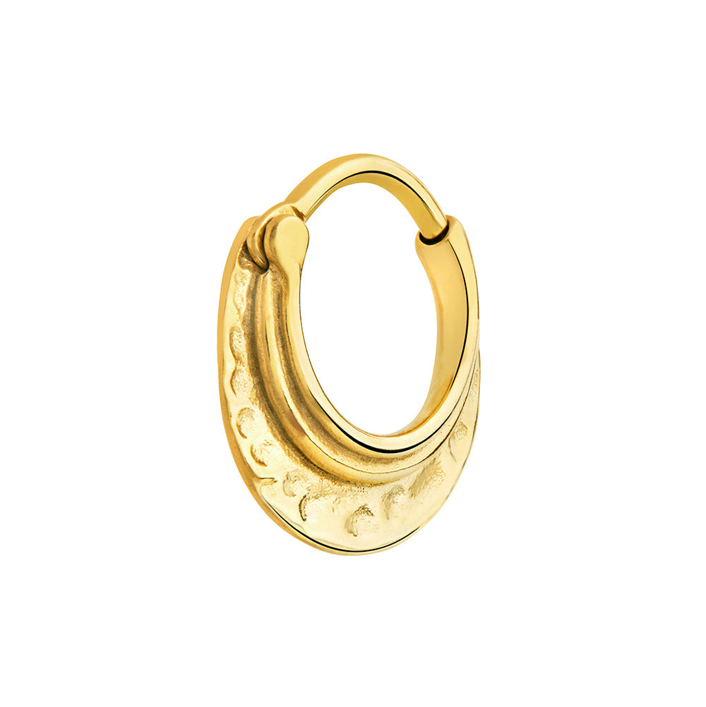 16g PVD Gold Hammered Steel Septum Clicker