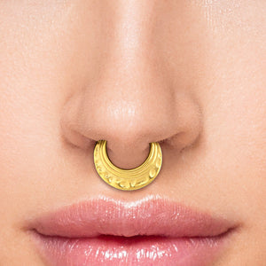 16g PVD Gold Hammered Steel Septum Clicker