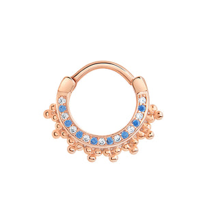 16g PVD Rose Gold Aqua Jeweled Majesty Septum Clicker
