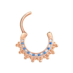 16g PVD Rose Gold Aqua Jeweled Majesty Septum Clicker