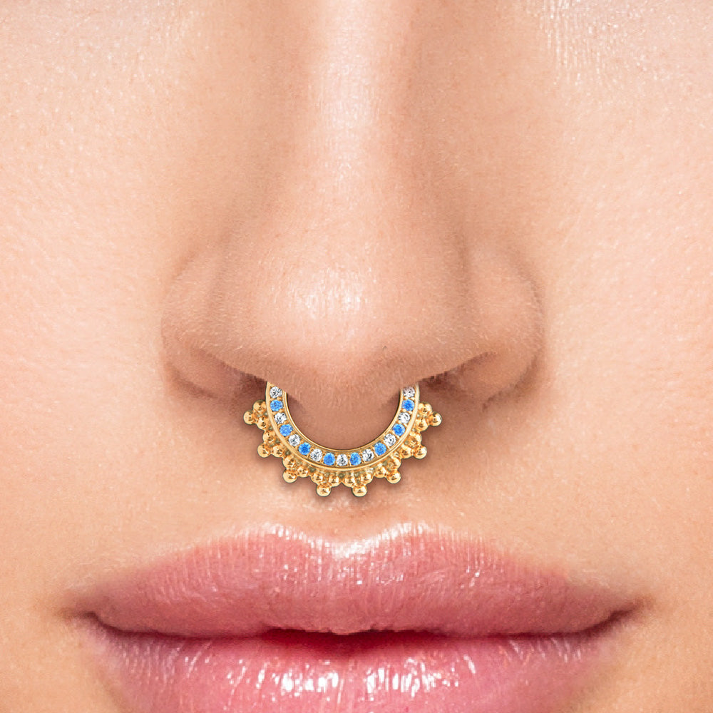 16g PVD Rose Gold Aqua Jeweled Majesty Septum Clicker