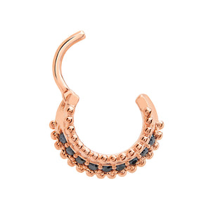 16g PVD Rose Gold Black Jeweled Prominence Septum Clicker