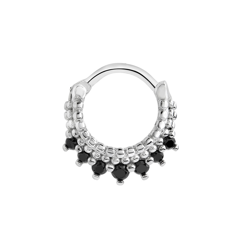 16g Rhodium Plated Black Jeweled Bijoux Steel Septum Clicker