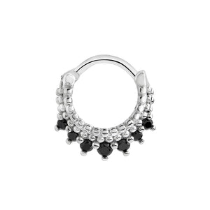 16g Rhodium Plated Black Jeweled Bijoux Steel Septum Clicker