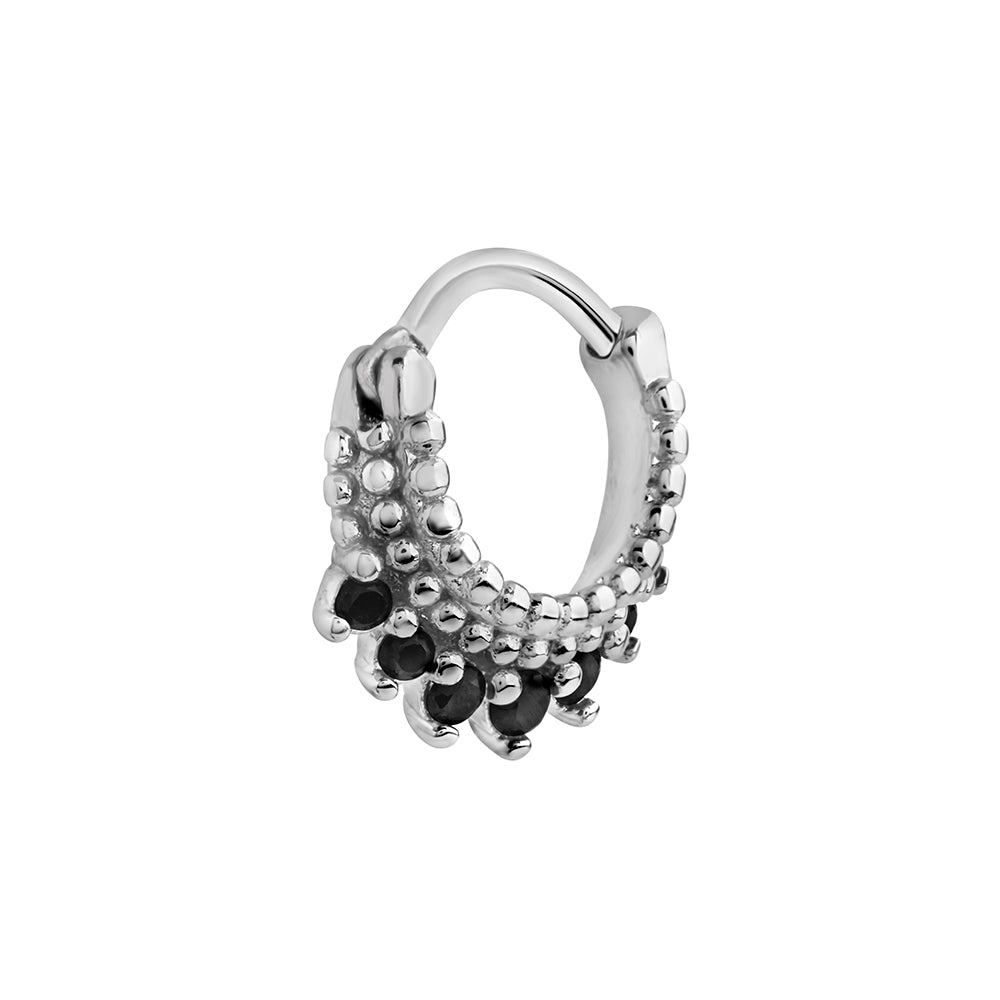 16g Rhodium Plated Black Jeweled Bijoux Steel Septum Clicker