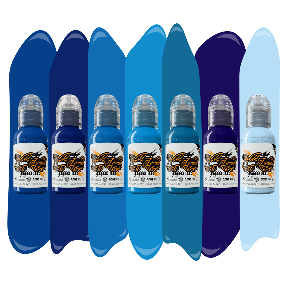 World Famous Blue Ink Set of 7 Bottles — Pick Size