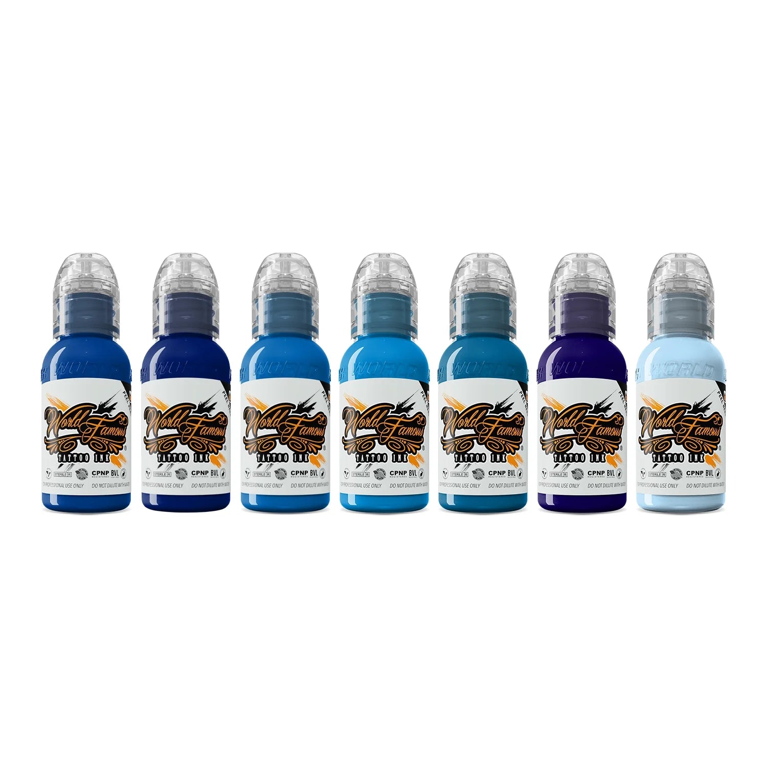World Famous Blue Ink Set of 7 Bottles — Pick Size