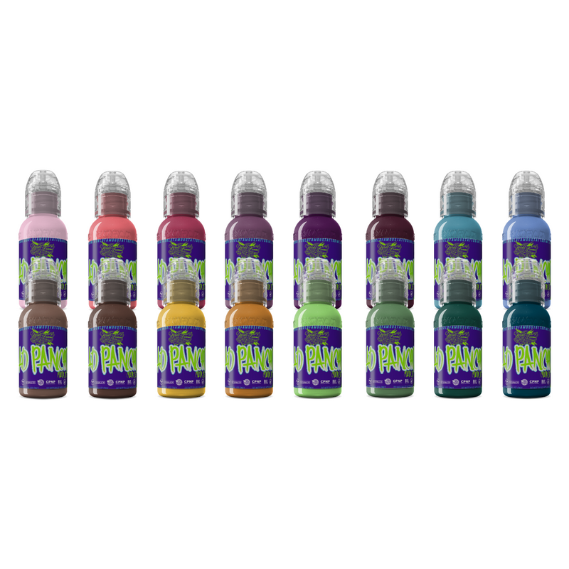 16 Color A.D. Pancho Set — World Famous Tattoo Ink — 1oz
