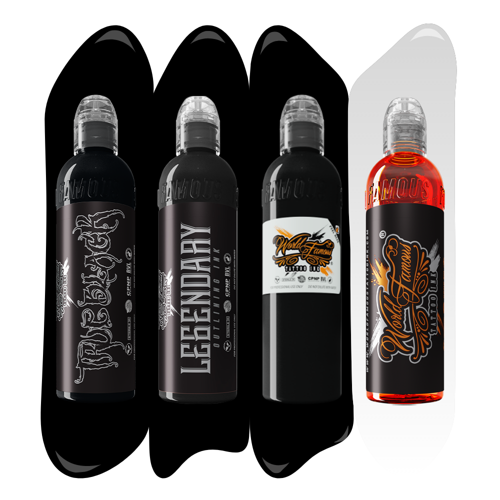 Andres Jaramillo 4 Bottle Latin Black Scale Set — World Famous Tattoo Ink — 4oz
