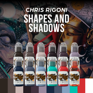 Chris Rigoni Shadows & Shapes 12 Bottle Tattoo Ink Set — World Famous Tattoo Ink — 1oz