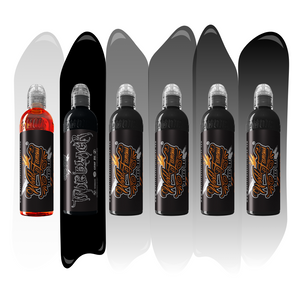 Erich Rabel Greywash Set of 6 Bottles — World Famous Tattoo Ink — 4oz