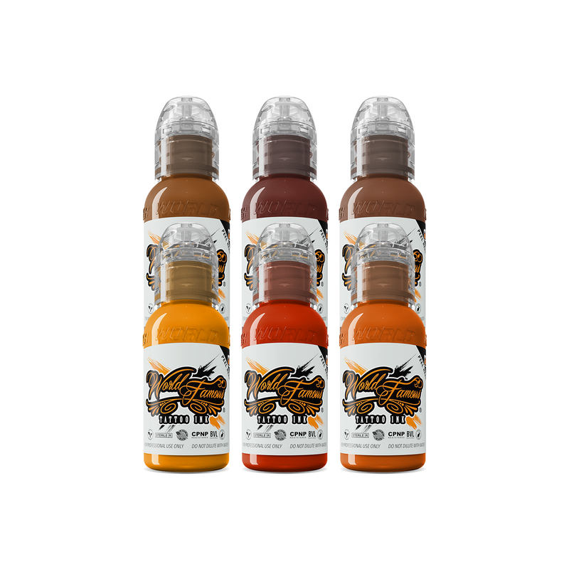 6 bottle Mak's Bricktone Set — World Famous Tattoo Ink — Pick Size