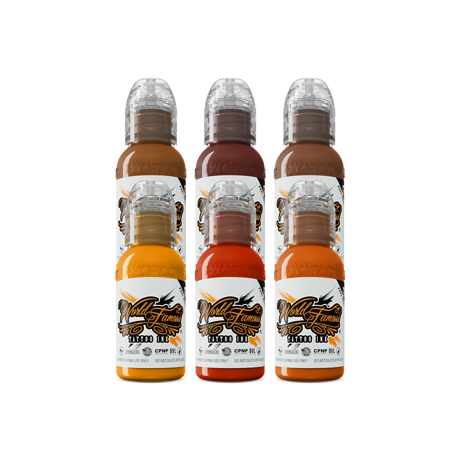 6 bottle Mak's Bricktone Set — World Famous Tattoo Ink — Pick Size