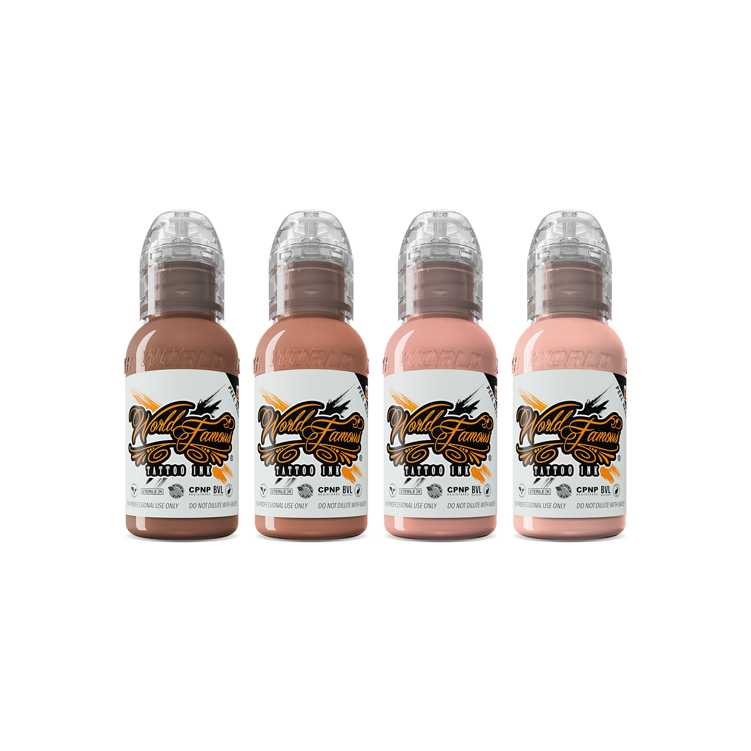 4 bottle Mak's Pink Skintone Set — World Famous Tattoo Ink — Pick Size