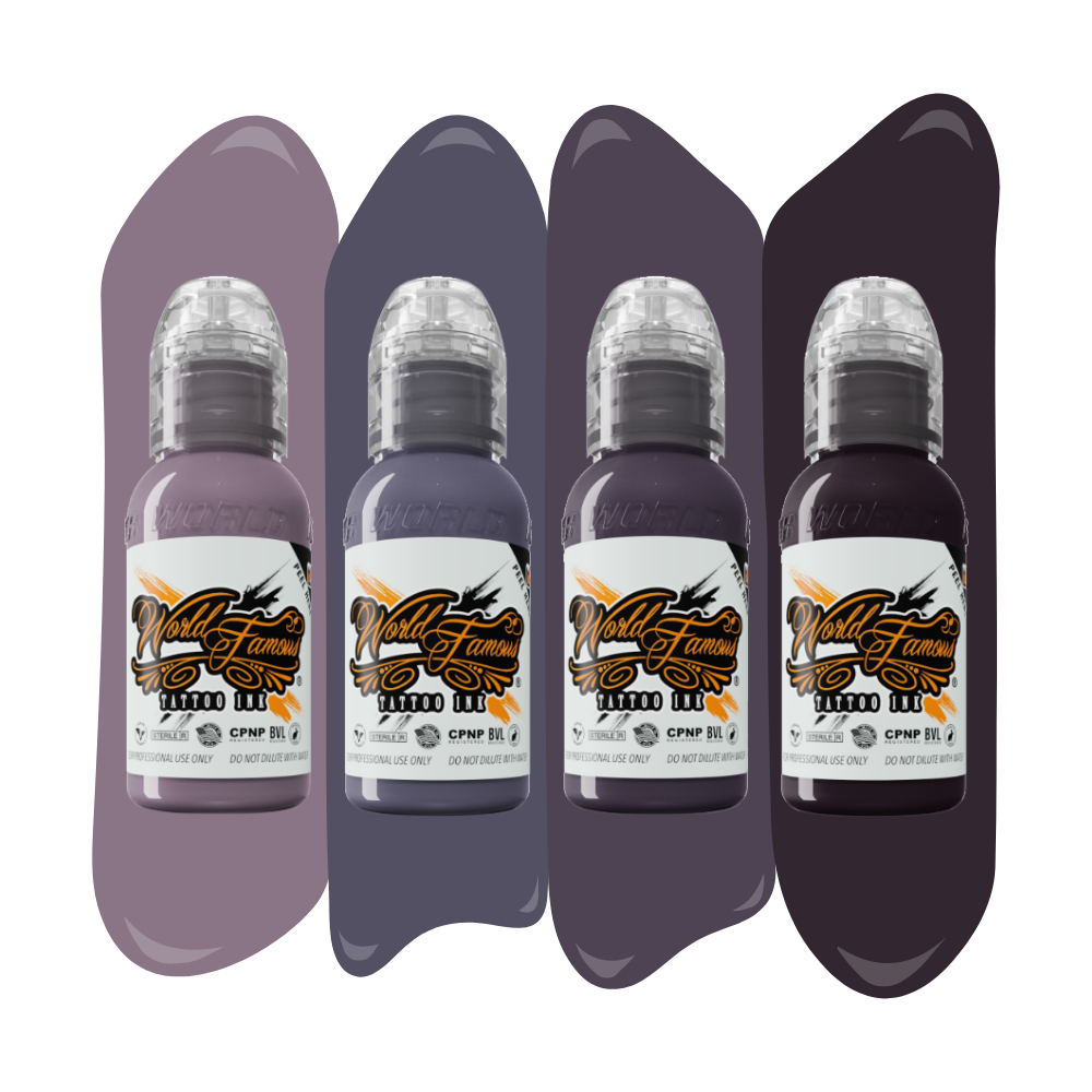 Dima NBK Grape Grey Set — World Famous Tattoo Ink — 1oz