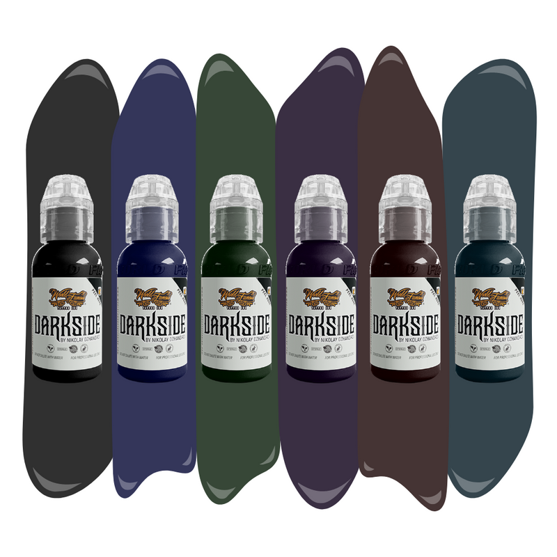 Darkside 6 Bottle Ink Set by Nikolay Dzhangirov — World Famous Tattoo Ink — 1oz