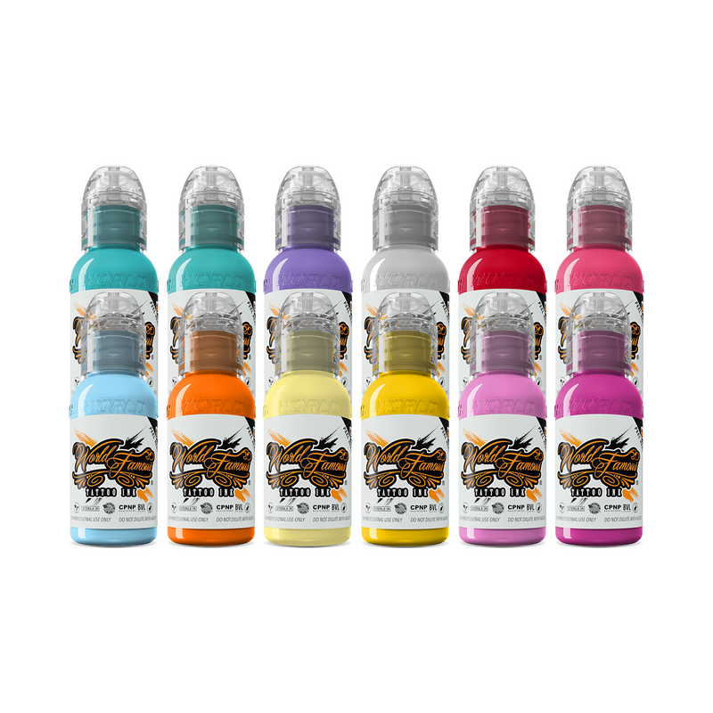 12 Color Pastel Set — World Famous Tattoo Ink — 1oz