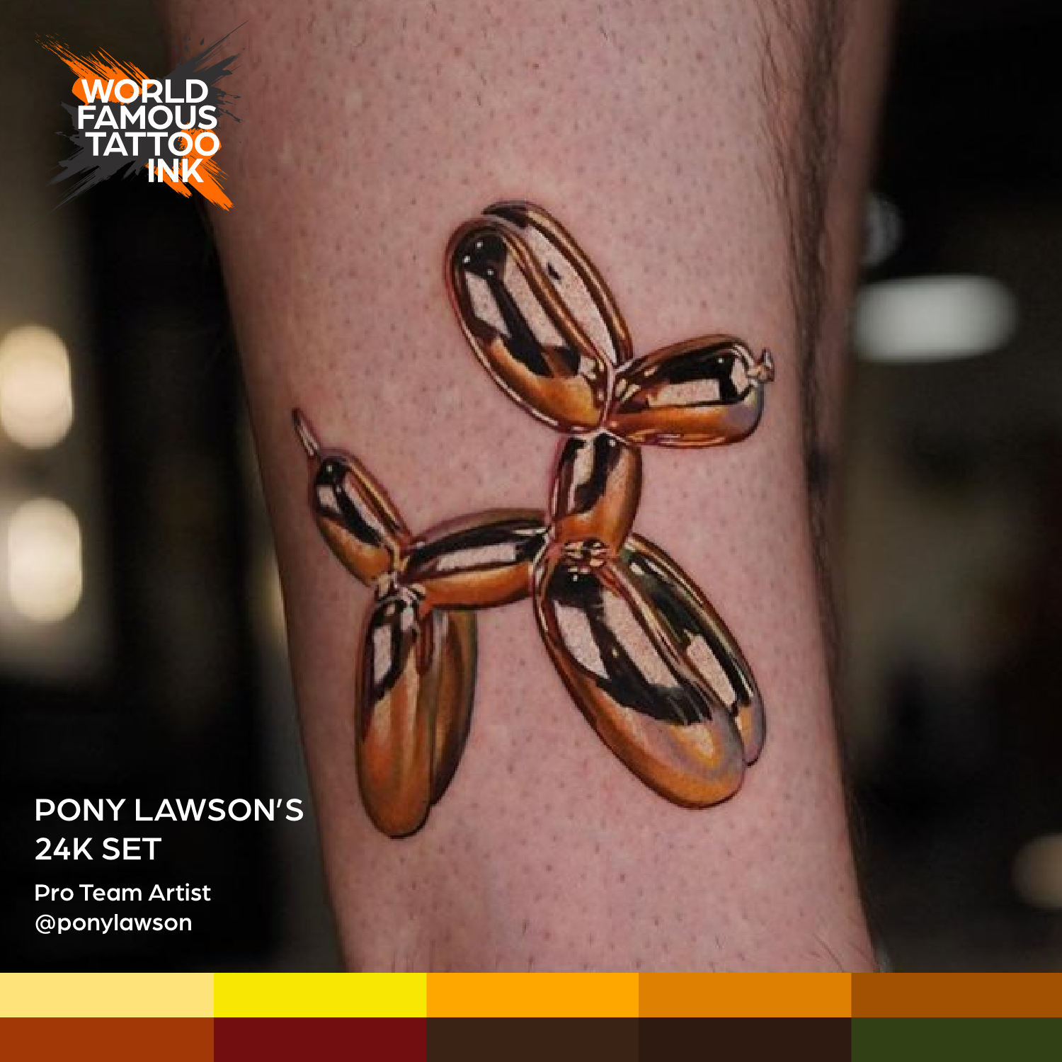 Pony Lawson 24k Set — World Famous Tattoo Ink — 1oz