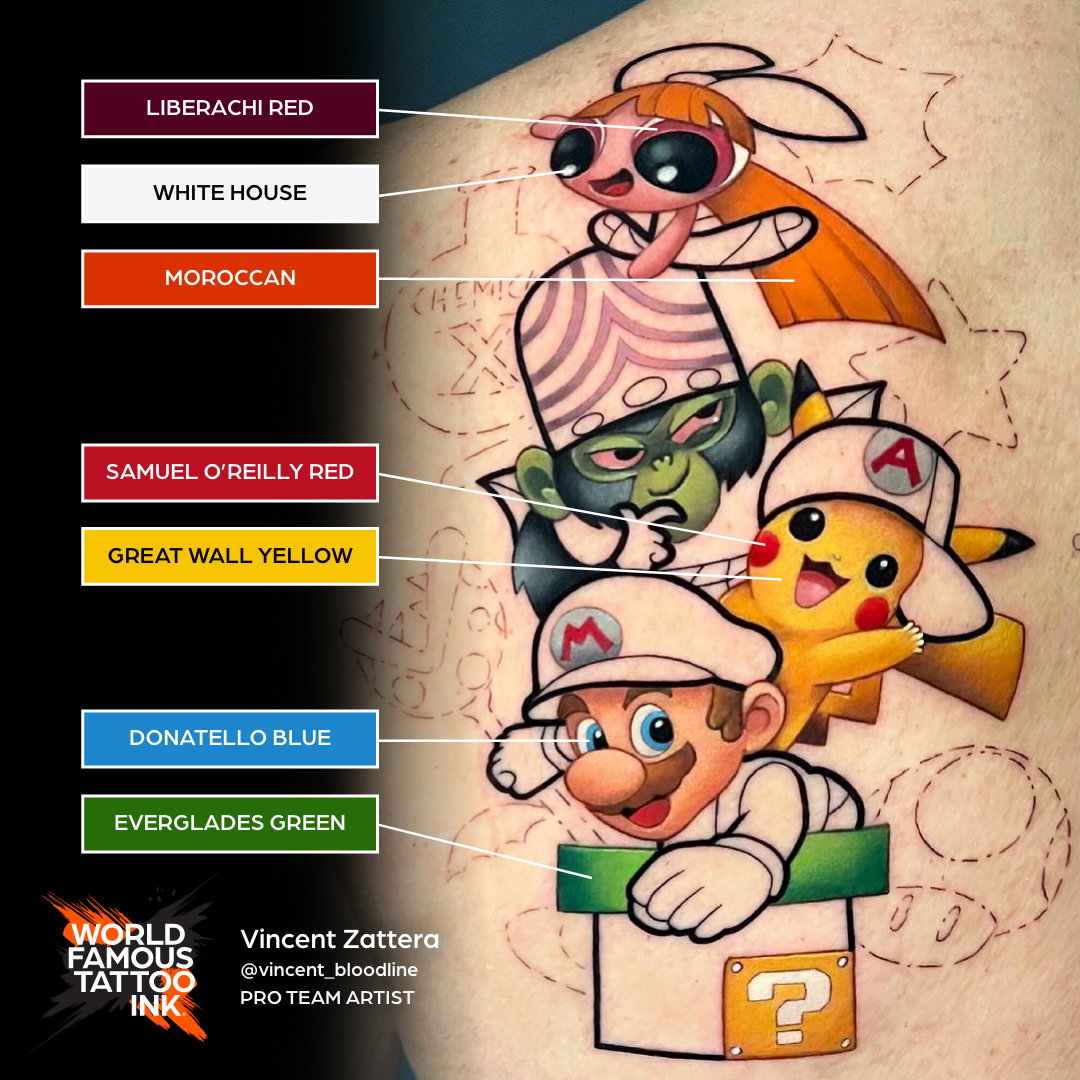 7 Color Simple Set — World Famous Tattoo Ink — 1/2oz