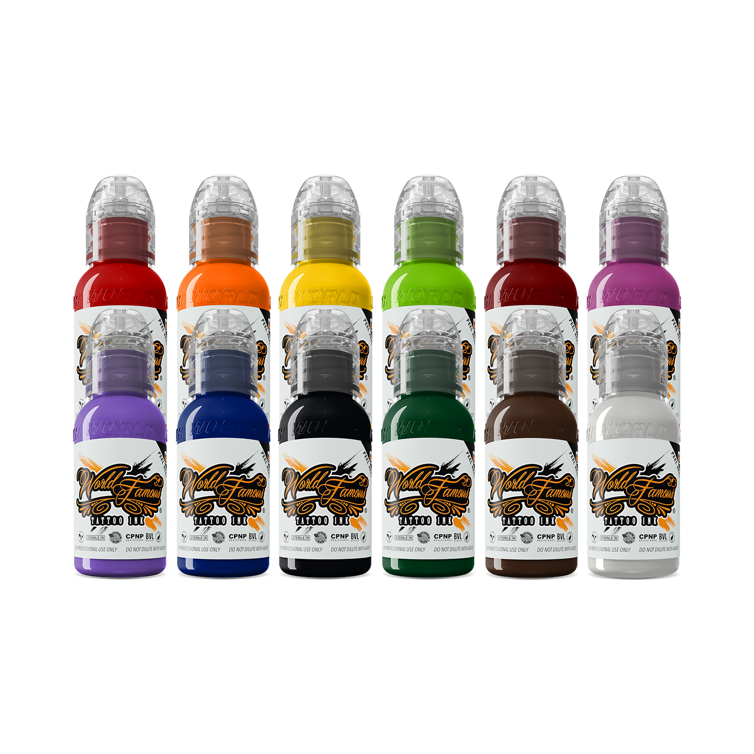 12 Color Primary Set #1 — World Famous Tattoo Ink — 1oz