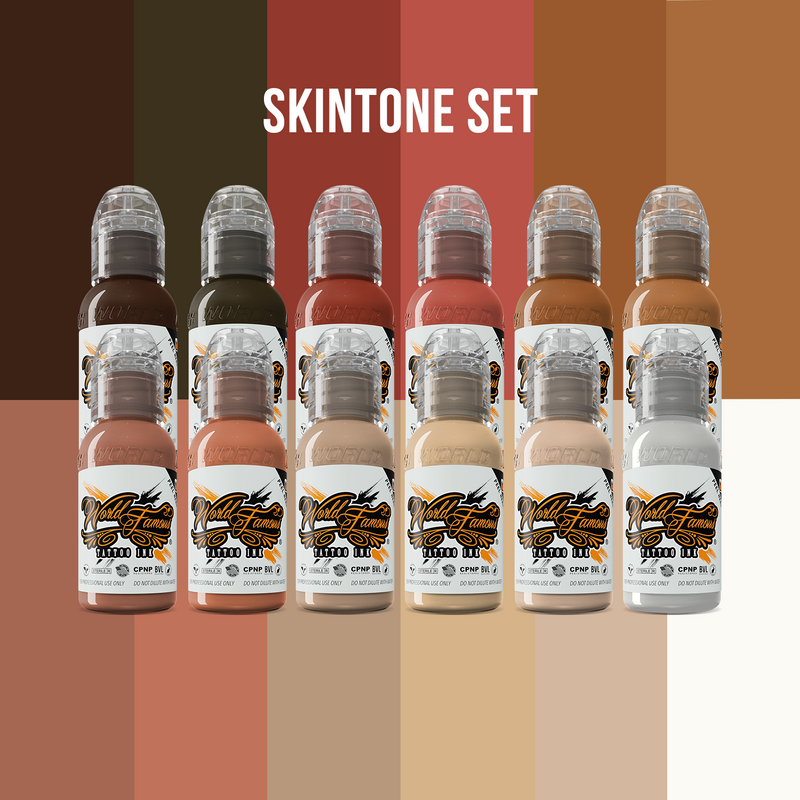 12 Color Skintone Set — World Famous Tattoo Ink — 1oz