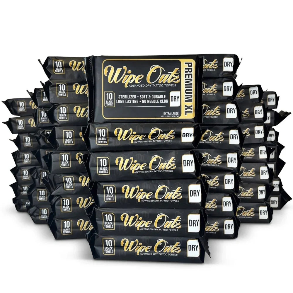 Wipe Outz XL Dry Black Tattoo Towels - Painful Pleasures