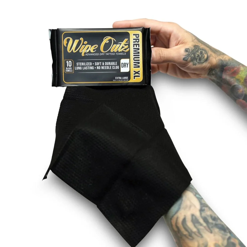 Wipe Outz XL Dry Black Tattoo Towels - Painful Pleasures