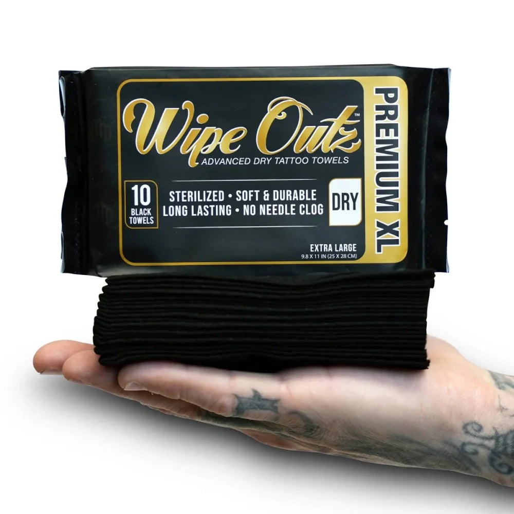 Wipe Outz XL Dry Black Tattoo Towels - Painful Pleasures