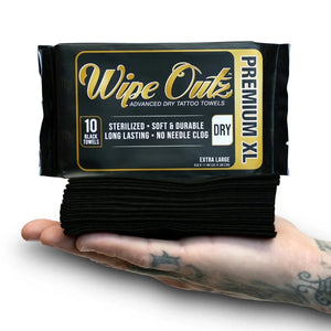 Wipe Outz XL Dry Black Tattoo Towels - Painful Pleasures