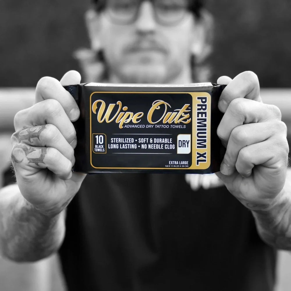 Wipe Outz XL Dry Black Tattoo Towels - Painful Pleasures