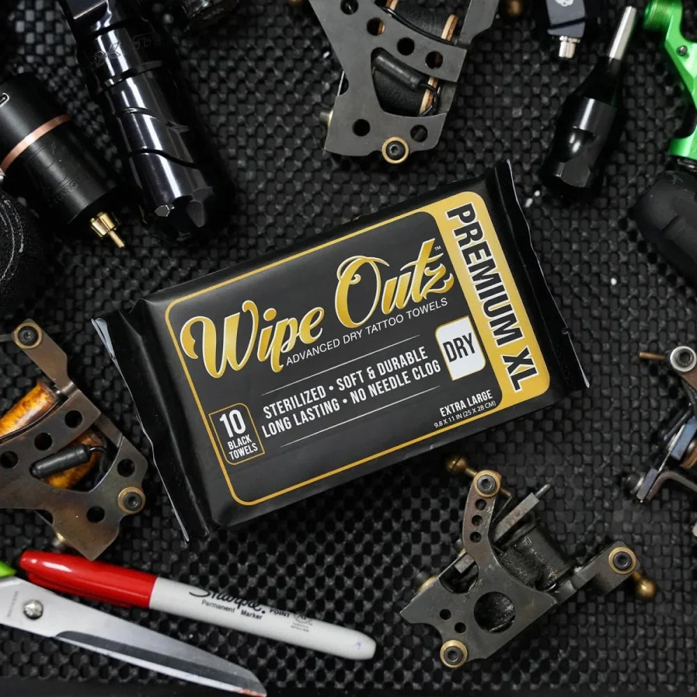 Wipe Outz XL Dry Black Tattoo Towels - Painful Pleasures