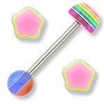 14g 5/8" Acrylic Funky Mix Straight Barbells - Price Per 10