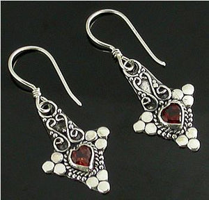 Bali Heart Indonesian Style Sterling Silver Earrings