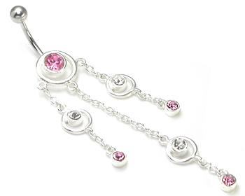 14g 7/16" Triple Orbital Dangle Sterling Silver Bali Belly Button Ring