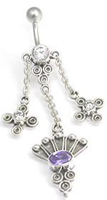14g 7/16" Bali Fan Sterling Silver Belly Button Ring