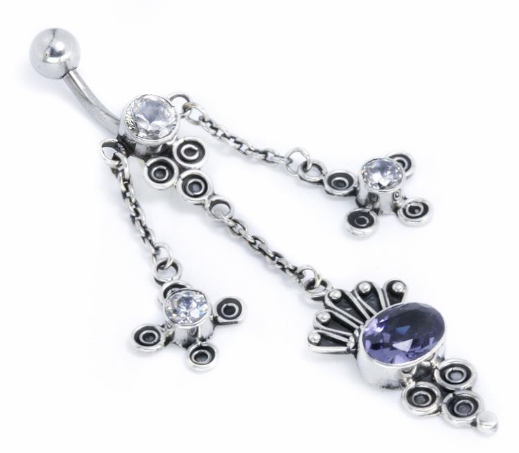 14g 7/16" Bali Fan Sterling Silver Belly Button Ring