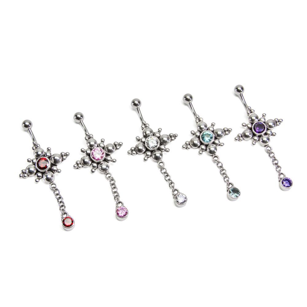 4 Point Bali Star 14g 3/8" Belly Button Ring