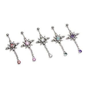 4 Point Bali Star 14g 3/8" Belly Button Ring