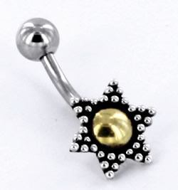 14g 7/16" Golden Petite Bali Star Belly Button Ring