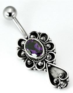 14g 7/16" Bali Spade Sterling Silver Navel Belly Jewelry