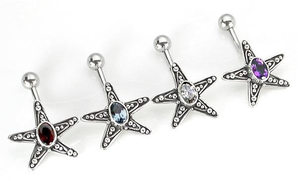 14g 7/16" Sea Star Indonesian Wholesale Belly Rings