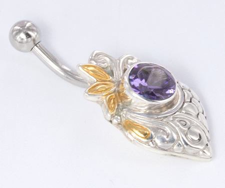 14g 7/16" Gold Plated Merpati Indonesian Belly Button Ring