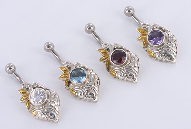 14g 7/16" Gold Plated Merpati Indonesian Belly Button Ring