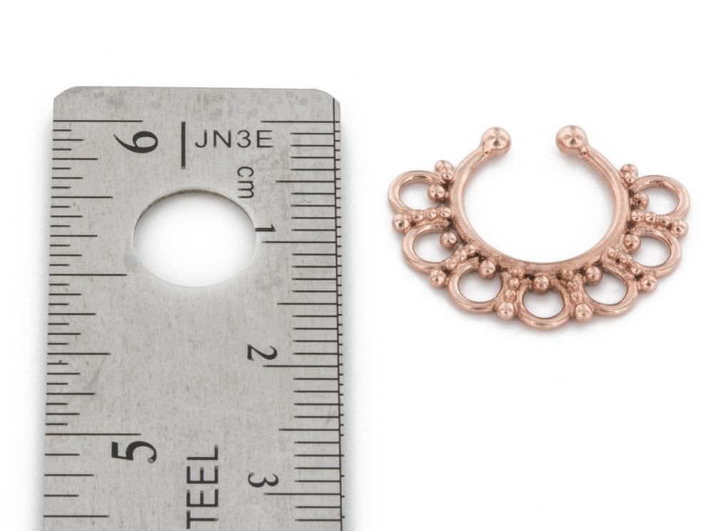 Rose Gold Plated, Sterling Silver Detailed Septum Ring or Earring - Clip On