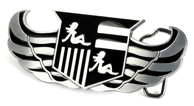 Mudflap Crest with Wings Bottle Buckle Opener - Belt Buckles