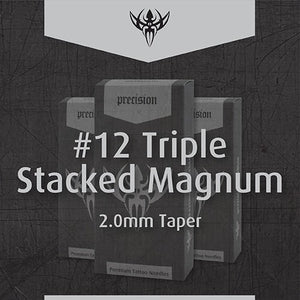 #12 Triple Stacked Magnum — Precision Needles — Box of 50 Premade Sterilized Tattoo Needles