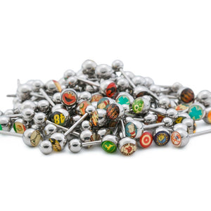 14g 5/8" Mixed 8mm Logo Tongue Ring Pictures & Words - Price Per 10