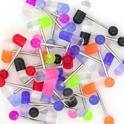 14g 5/8" Acrylic Funky Mix Straight Barbells - Price Per 10