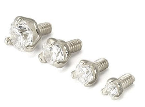 Tilum 14g-12g Internally Threaded White Gold Jewel Top - Price Per 1